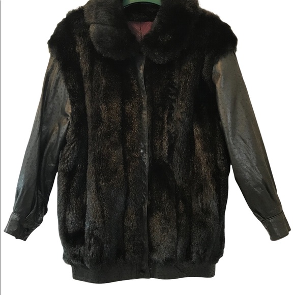 Vintage D’Esprit dubrowsky and peribinder faux fur and leather jacket. - Picture 1 of 13